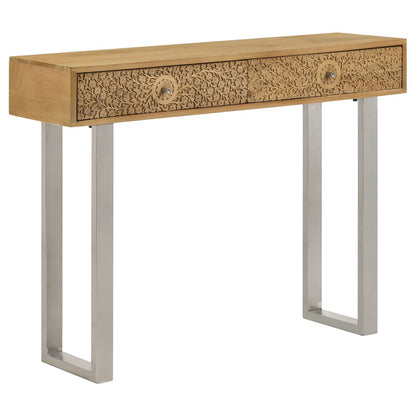 Natural and Silver 2-Drawer Console Table