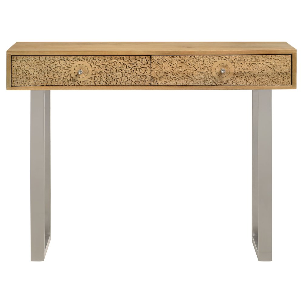 Natural and Silver 2-Drawer Console Table
