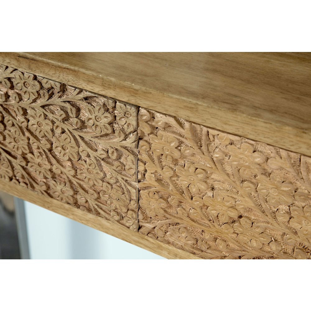 Natural and Silver 2-Drawer Console Table