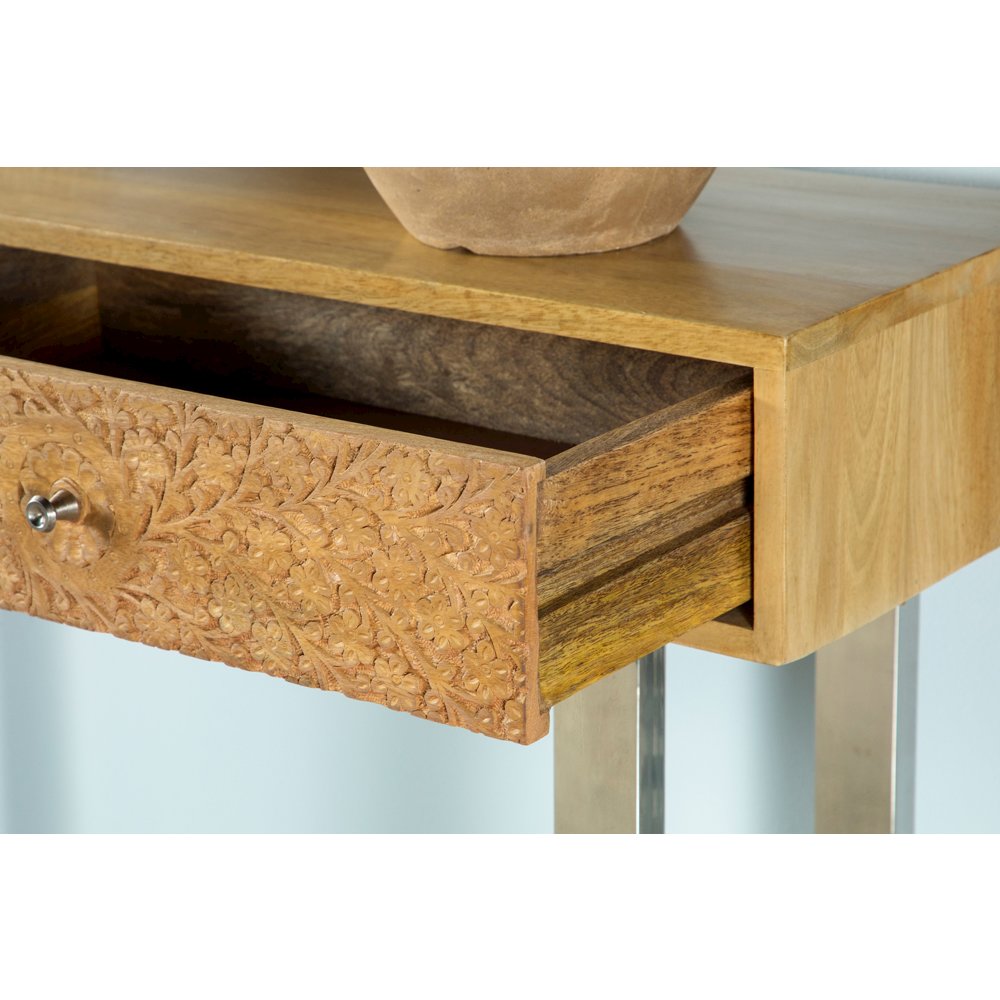 Natural and Silver 2-Drawer Console Table