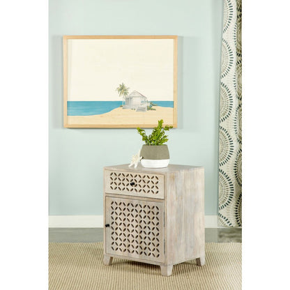 White Washed 1-Door Accent Cabinet with Drawer