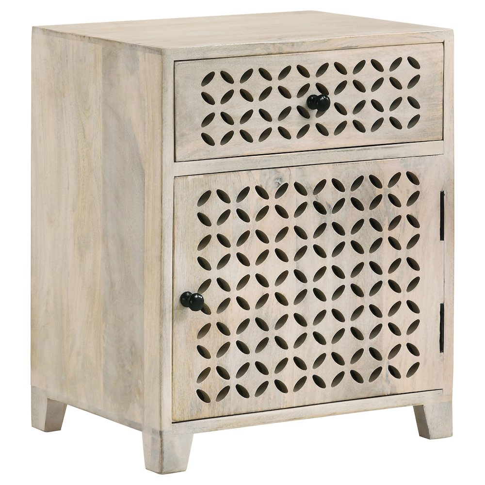 White Washed 1-Door Accent Cabinet with Drawer