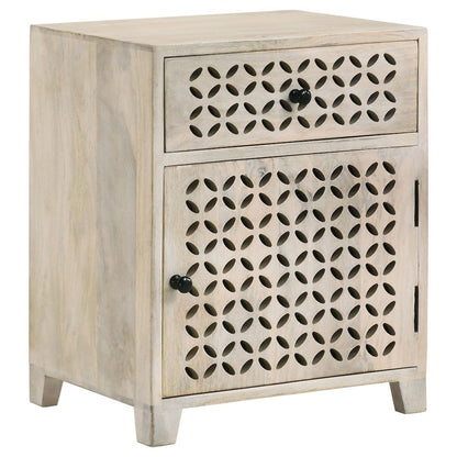 White Washed 1-Door Accent Cabinet with Drawer