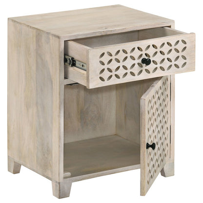 White Washed 1-Door Accent Cabinet with Drawer