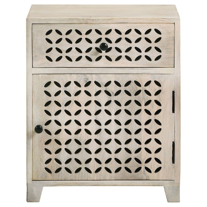 White Washed 1-Door Accent Cabinet with Drawer