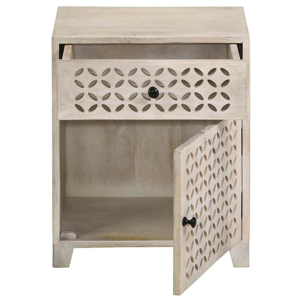 White Washed 1-Door Accent Cabinet with Drawer