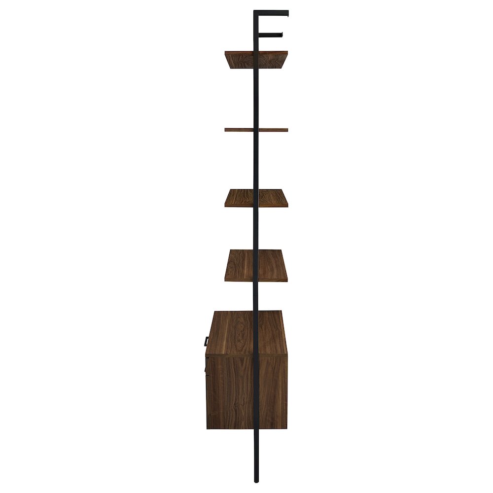 Wendell Walnut 4-shelf Storage Wall Bookshelf