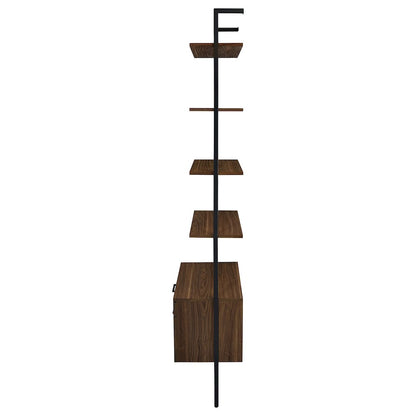 Wendell Walnut 4-shelf Storage Wall Bookshelf