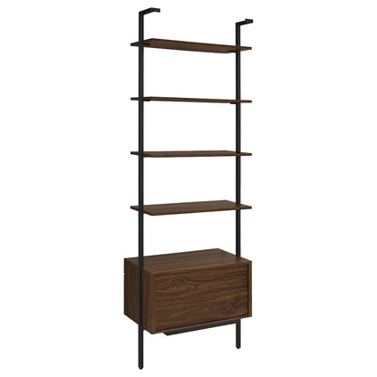 Wendell Walnut 4-shelf Storage Wall Bookshelf
