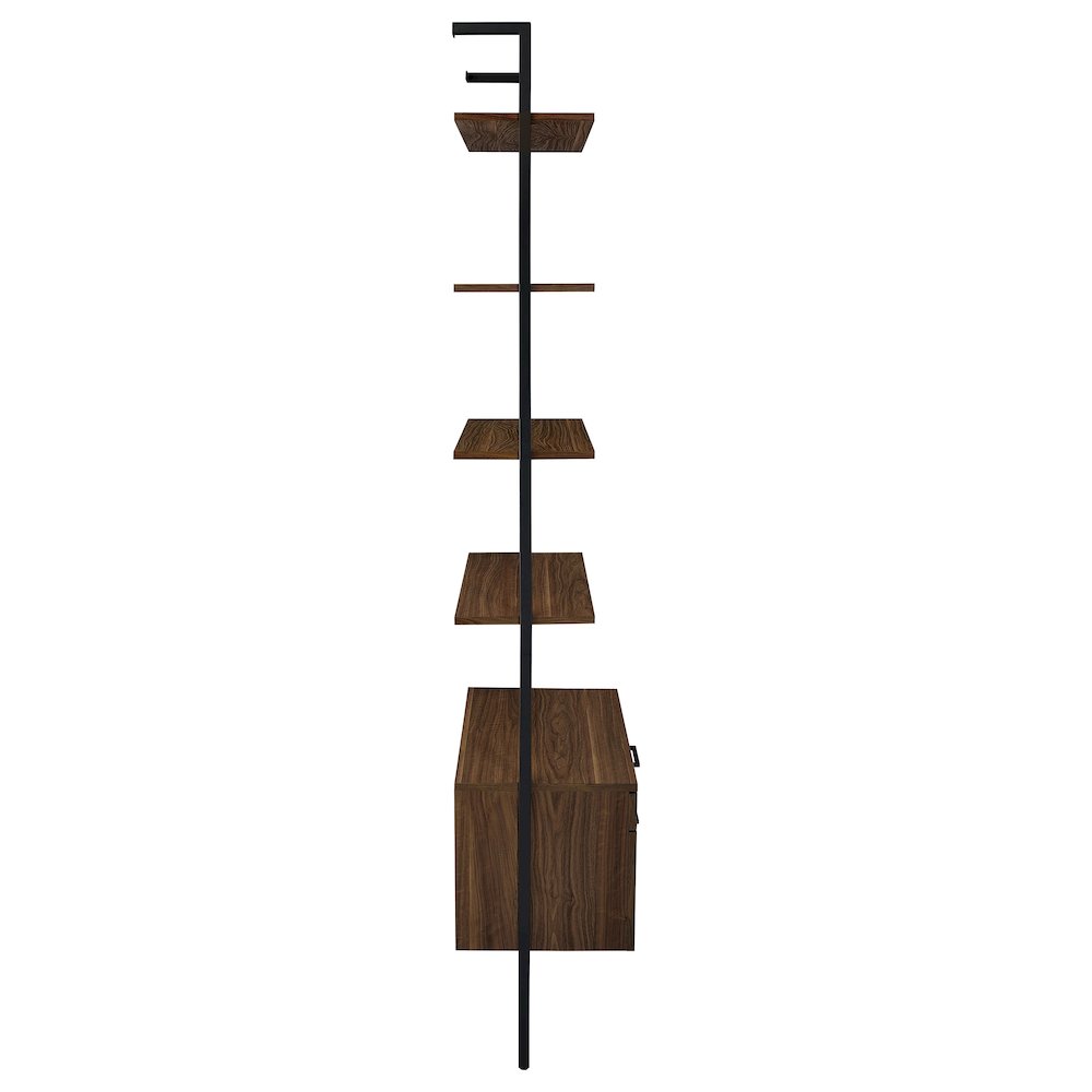 Wendell Walnut 4-shelf Storage Wall Bookshelf