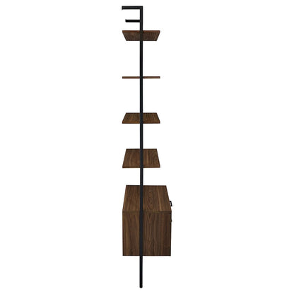 Wendell Walnut 4-shelf Storage Wall Bookshelf