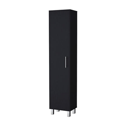 1-Door Cabinet with 3 Broom Hangers Black