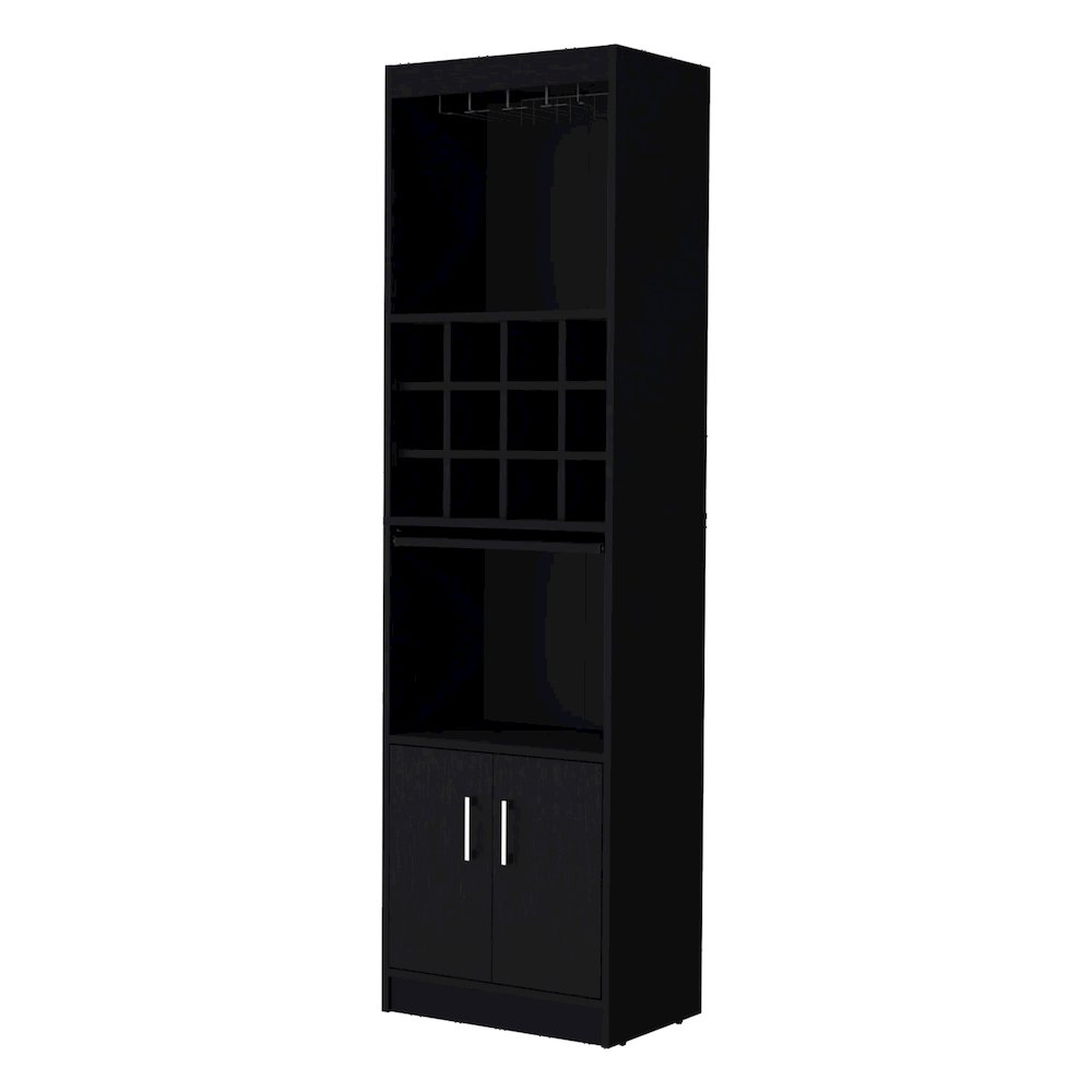 Black Bar Cabinet with Wine Storage