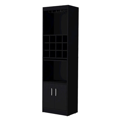 Black Bar Cabinet with Wine Storage