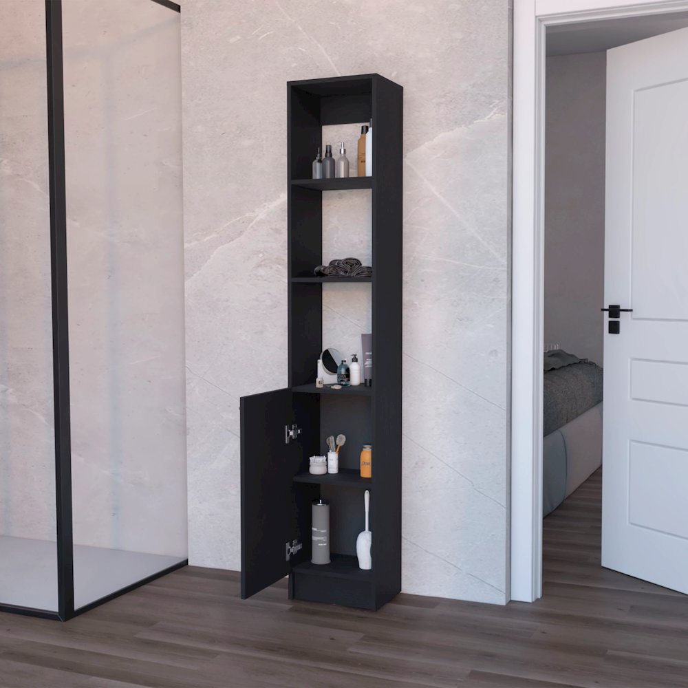 Black Linen Cabinet with 1-Door
