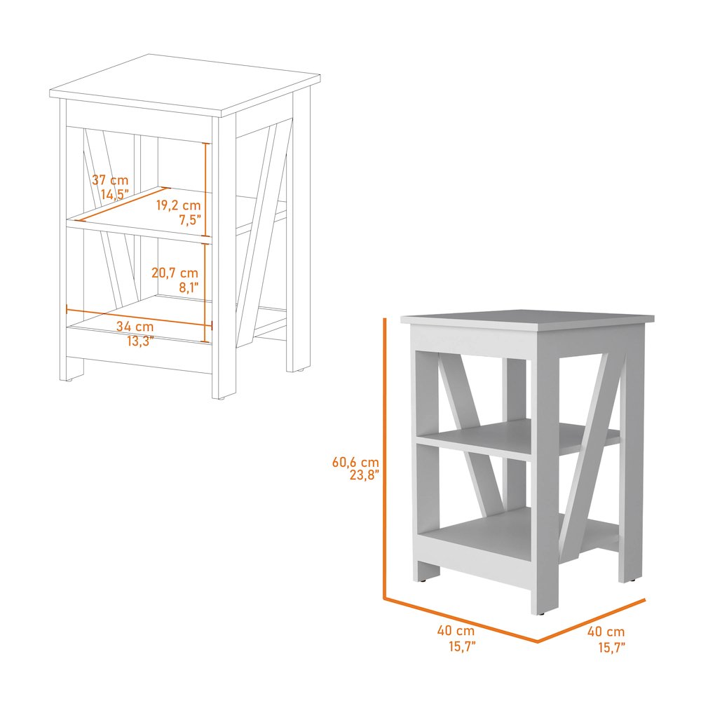 White Table with 2 Shelves