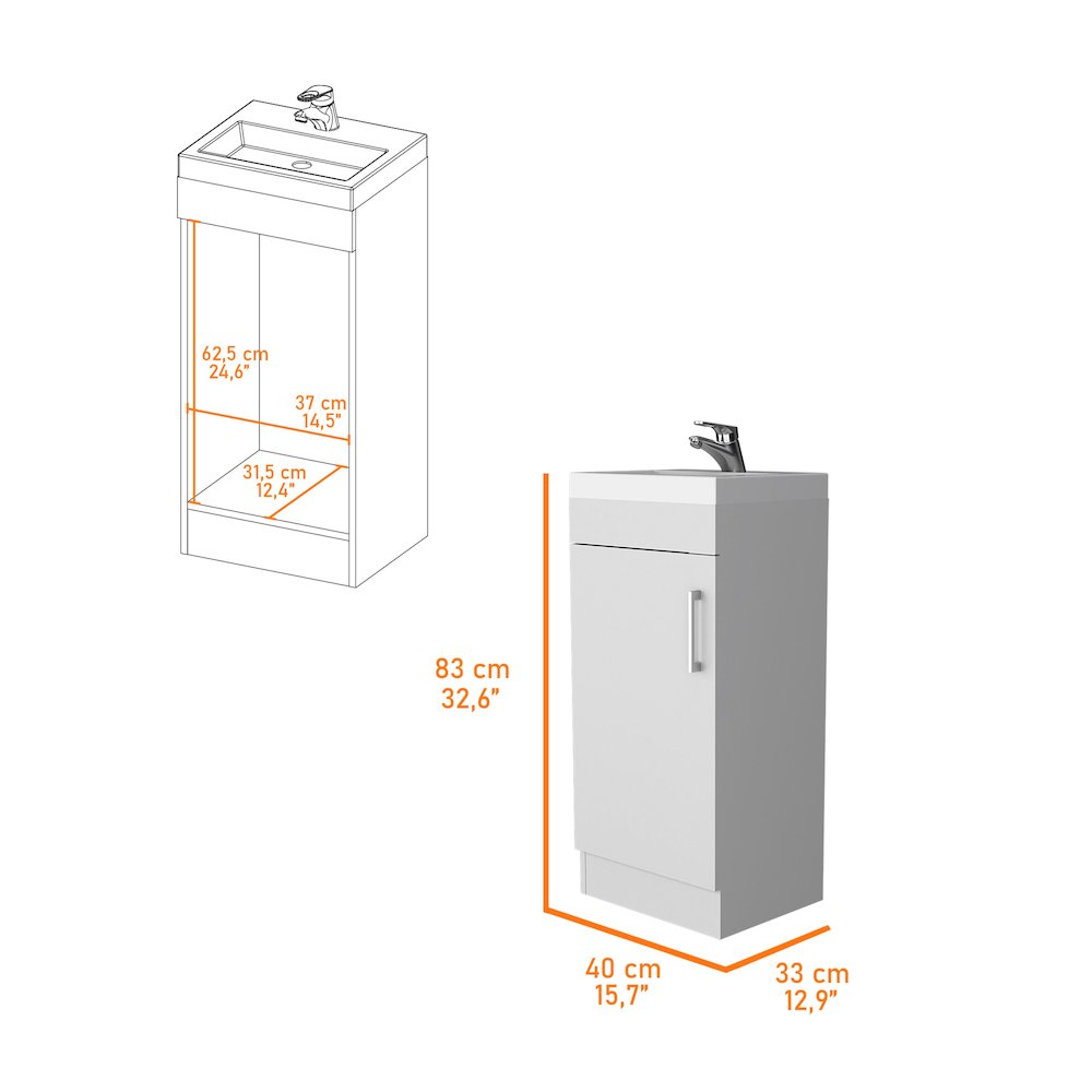 1-Door Vanity Sink White