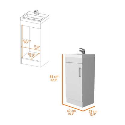 1-Door Vanity Sink White
