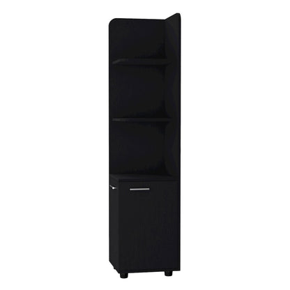 2-Door Cabinet with 3 Corner Shelves Black
