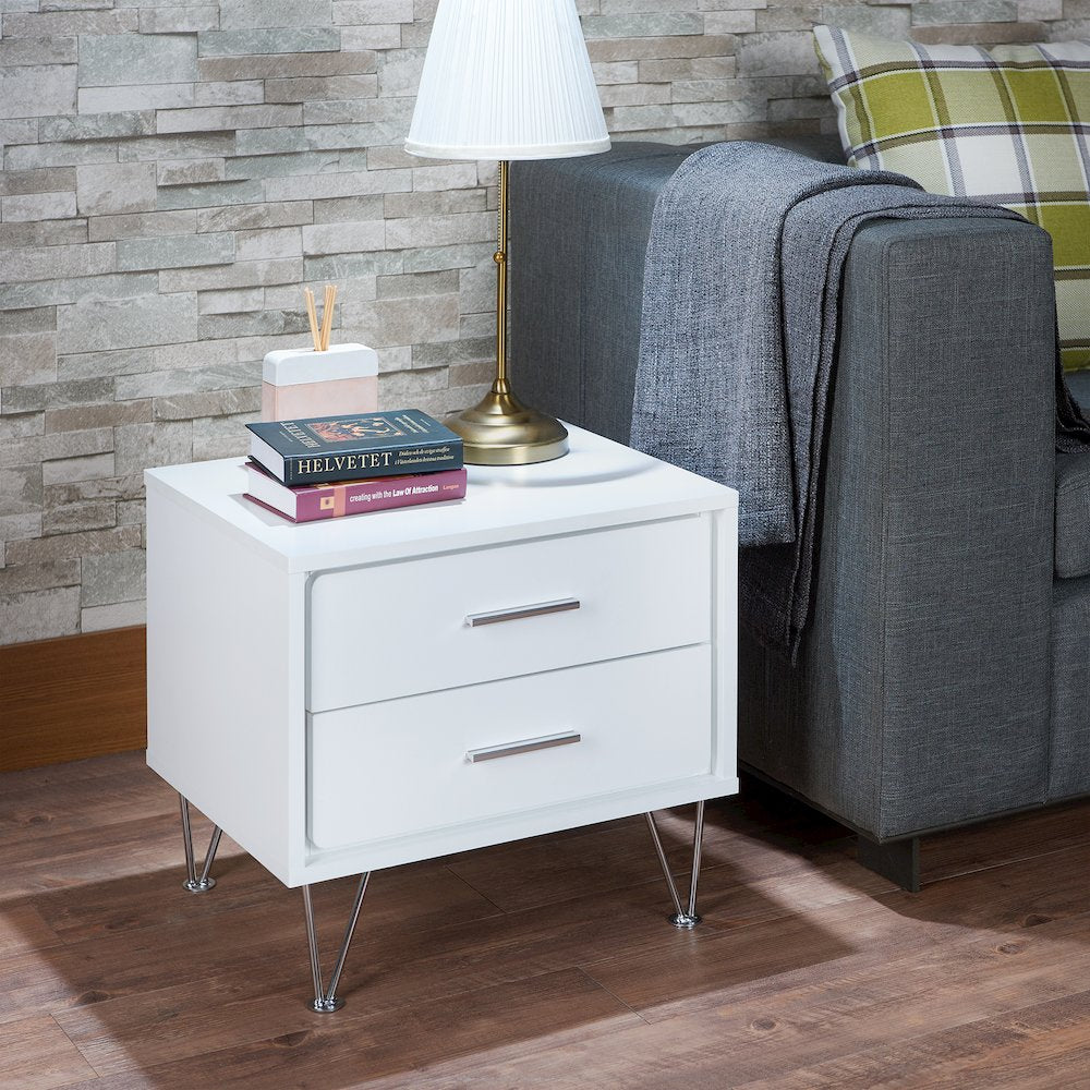 2-Drawer Accent Table with Hairpin Legs