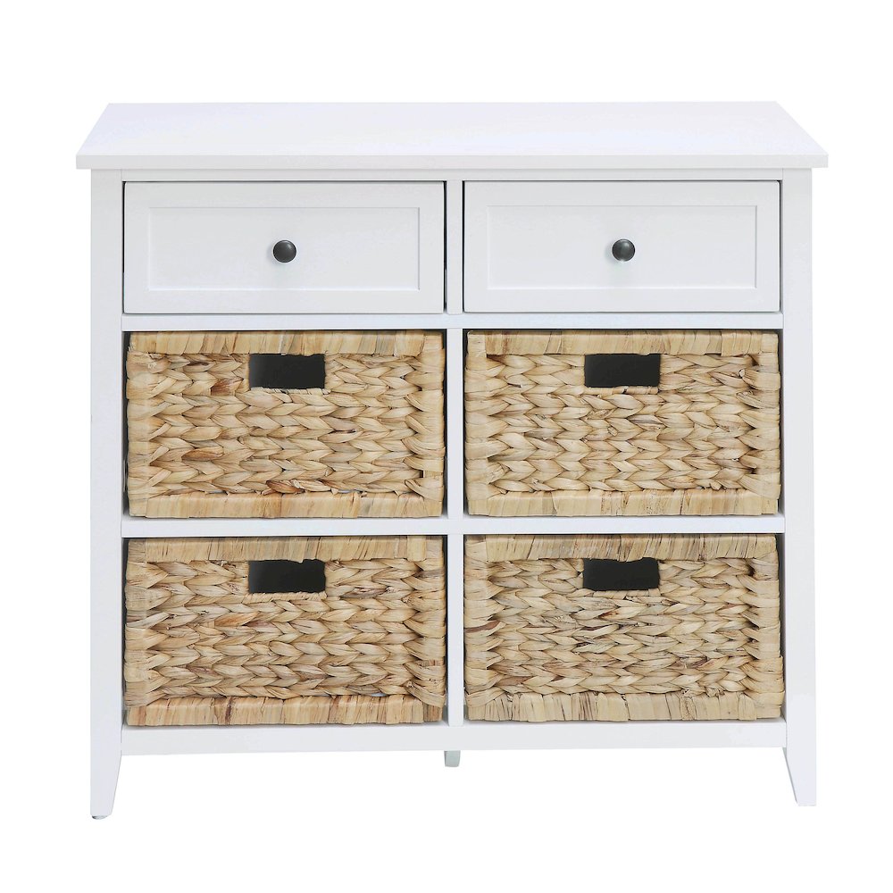 White Console Cabinet with 6-drawer