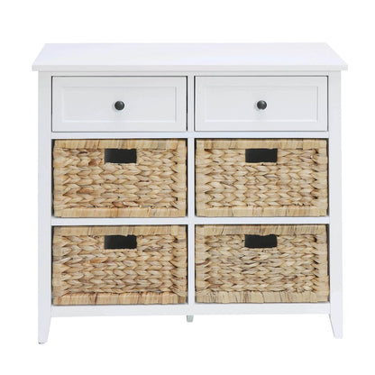White Console Cabinet with 6-drawer