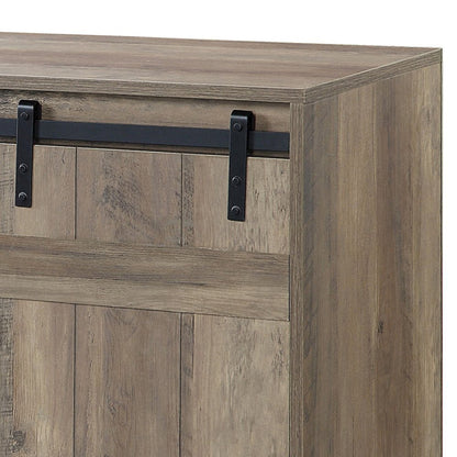 Grey Washed TV Stand with 2 Sliding Barn Doors