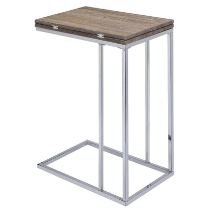 Weathered Oak and Chrome Side Table