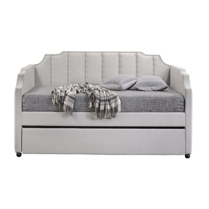 Dove Grey Tufted Back Twin Daybed with Trundle
