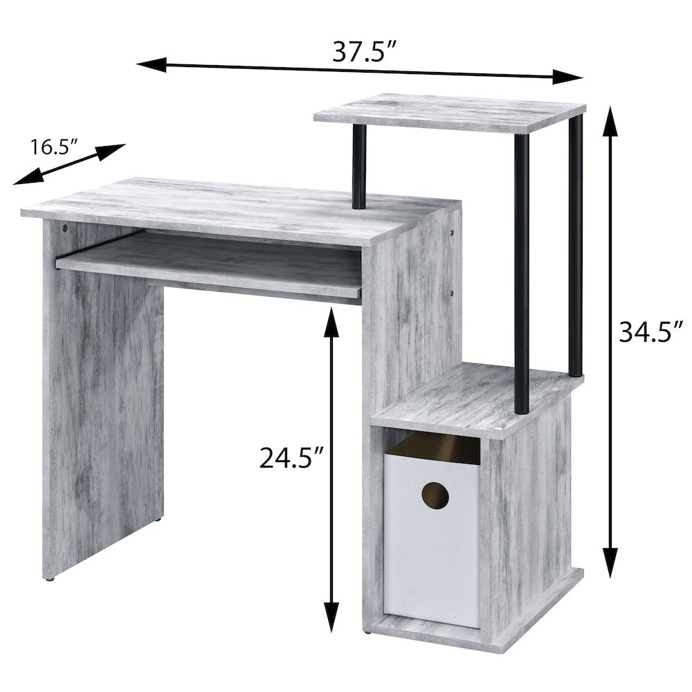 Computer Desk with Keyboard Tray and Open Shelving