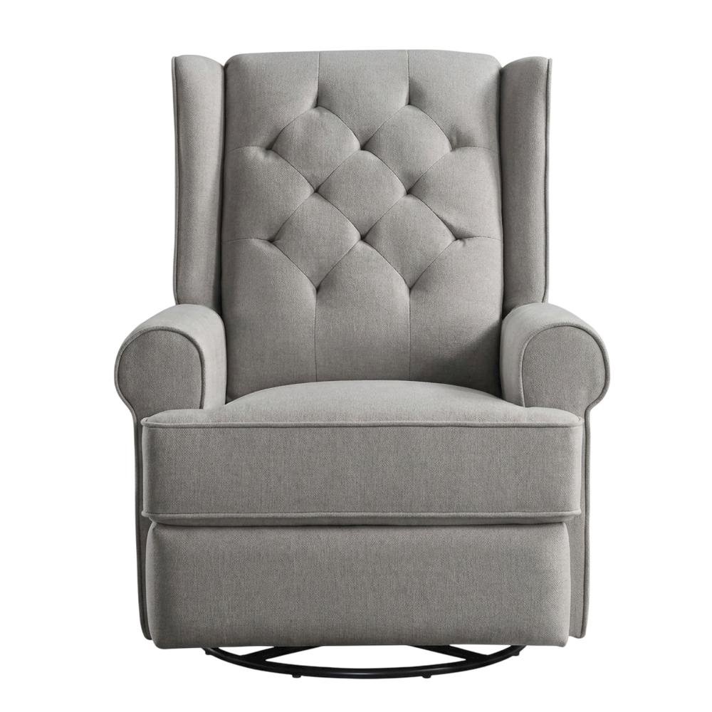 Fabric-Upholstered Traditional Glider Recliner with USB Port, Charcoal