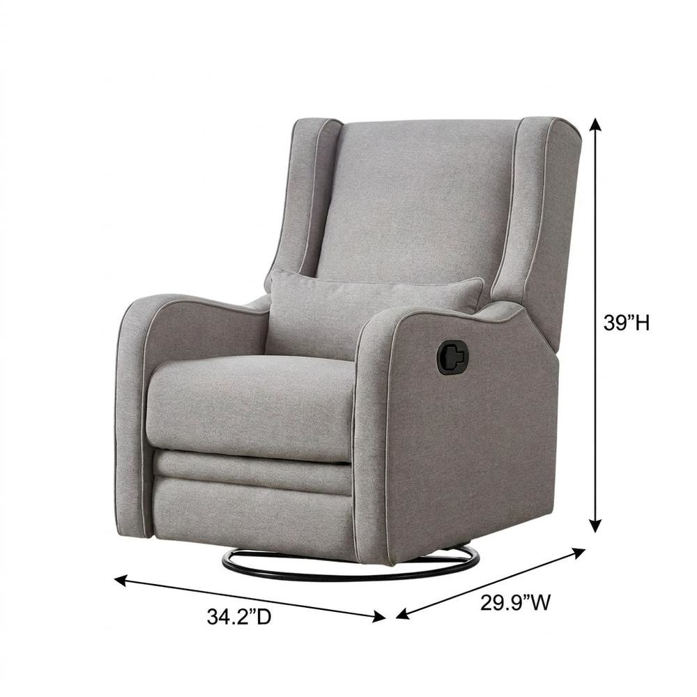 Fabric Swivel Glider Recliner, Manual Nursery Rocking Chair for Bedroom, Gray