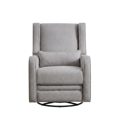 Fabric Swivel Glider Recliner, Manual Nursery Rocking Chair for Bedroom, Gray