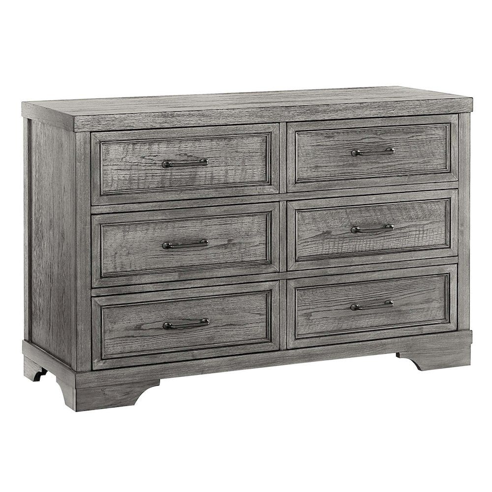 Foundry 6-Drawer Wood Dresser, Brushed Pewter
