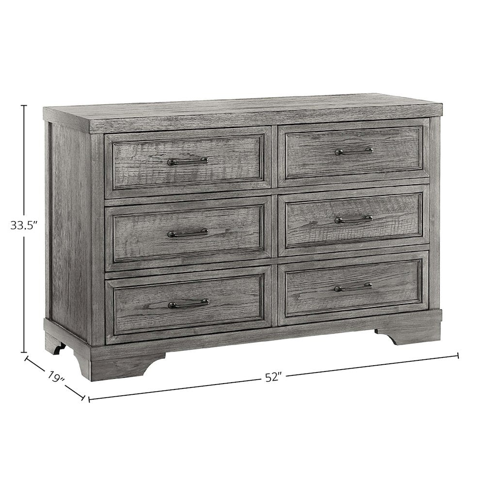Foundry 6-Drawer Wood Dresser, Brushed Pewter