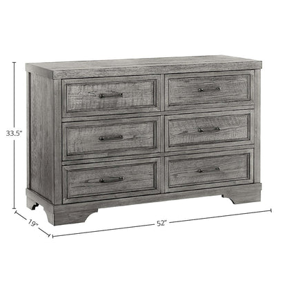 Foundry 6-Drawer Wood Dresser, Brushed Pewter