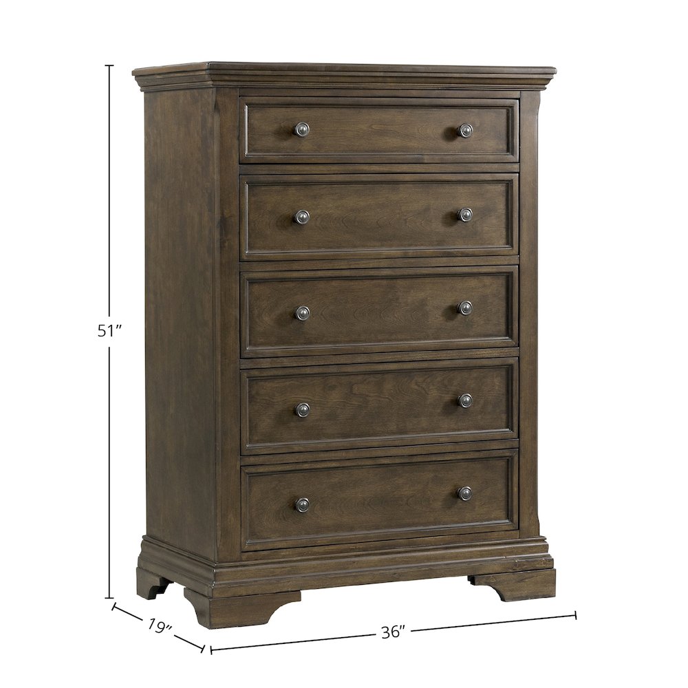 Olivia 5-Drawer Chest, Rosewood
