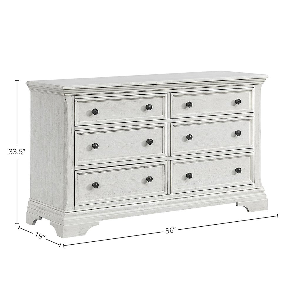 Olivia 6-Drawer Dresser, Brushed White