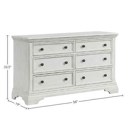 Olivia 6-Drawer Dresser, Brushed White