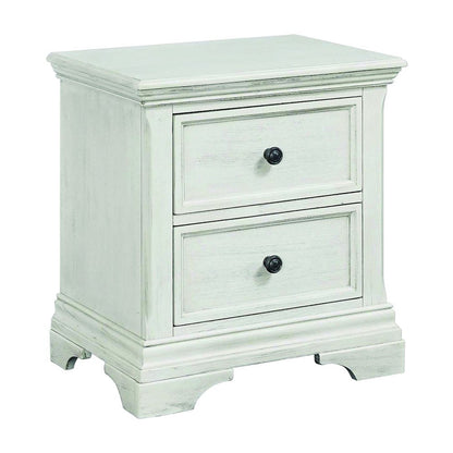 Traditional Wood Nightstand with Drawers for Bedroom Storage with Storage, White
