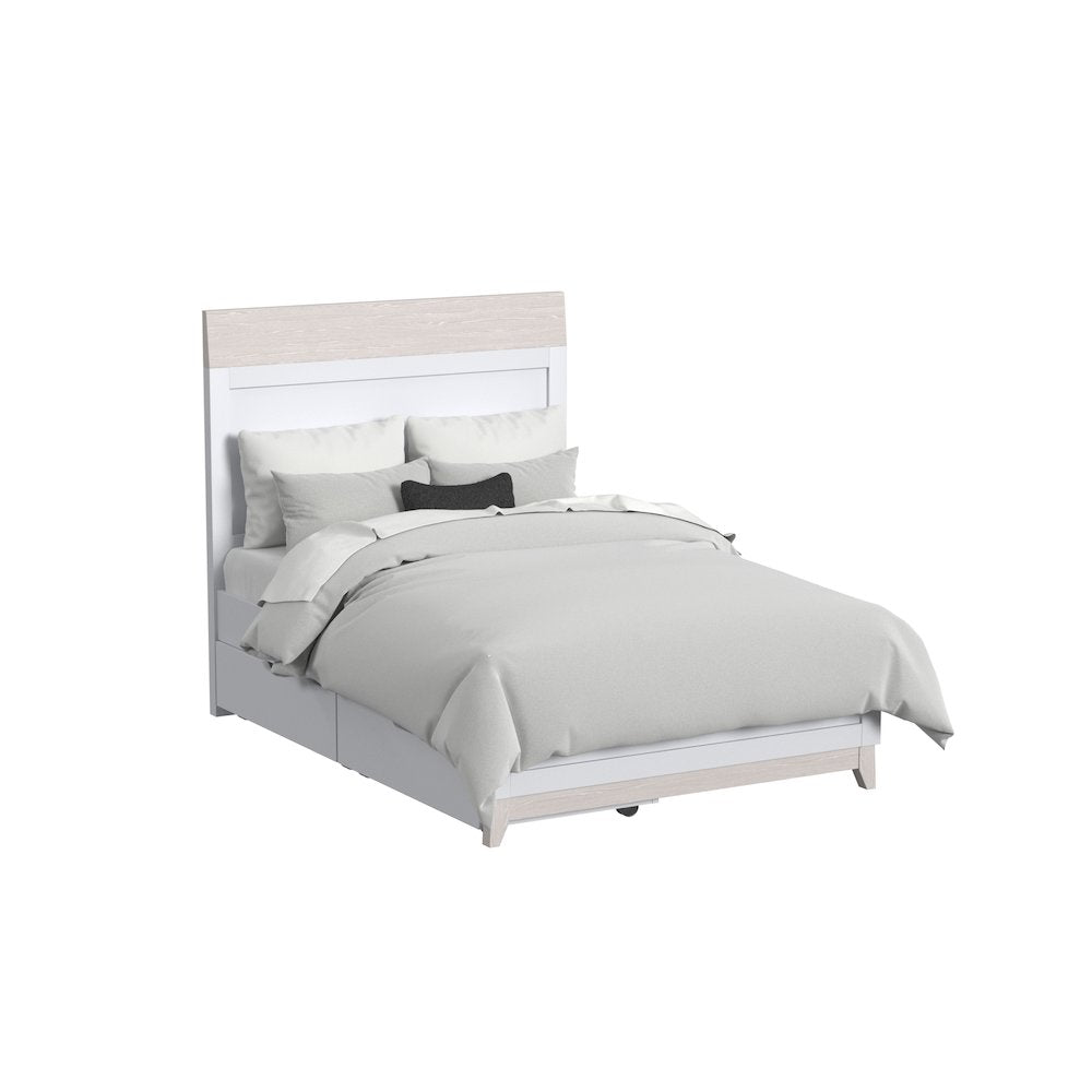 Westwood Design Rowan Modern Wood Complete Full Bed in Ash Linen White