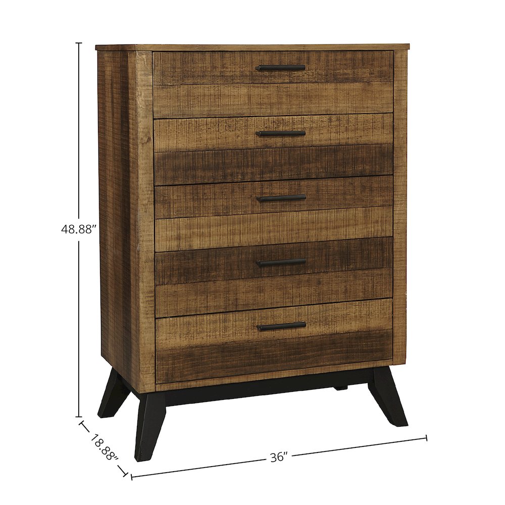 Urban Rustic 5-Drawer Chest, Brushed Wheat