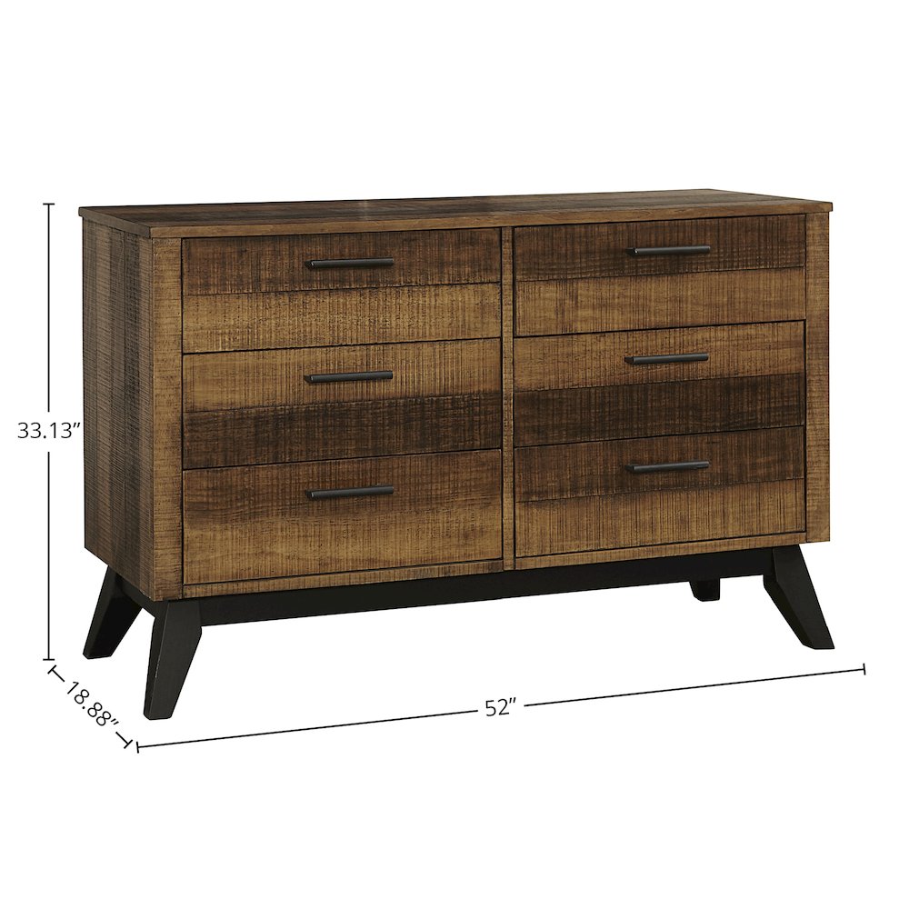 Urban Rustic 6-Drawer Dresser, Brushed Wheat