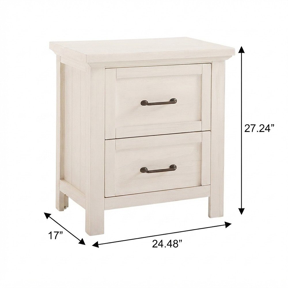 Westfield Traditional Wood Nightstand with Brushed Finish, Off White