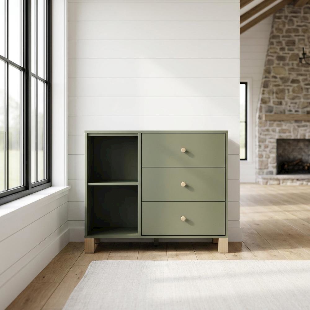 California 3 Drawer Combo Dresser - Olive with Driftwood