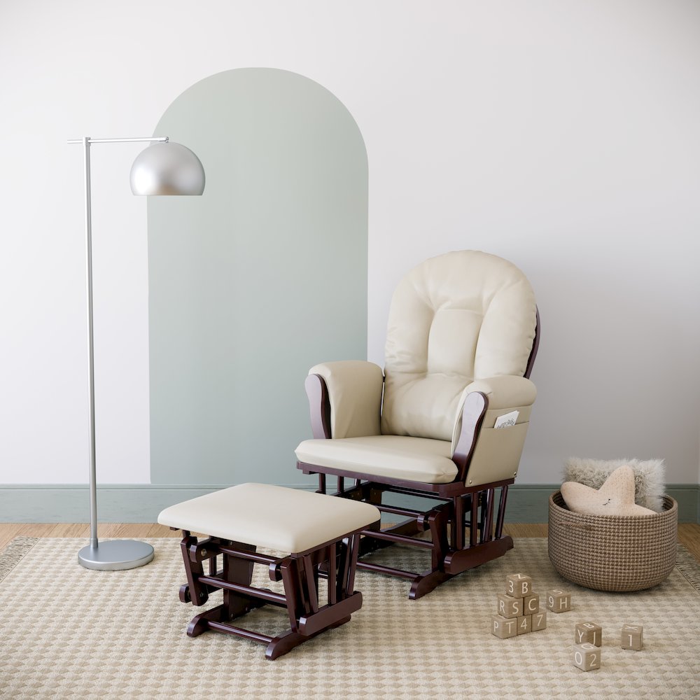 Storkcraft Hoop Glider and Ottoman - Espresso with Beige