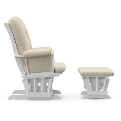 Tuscany Glider & Ottoman - White with Beige