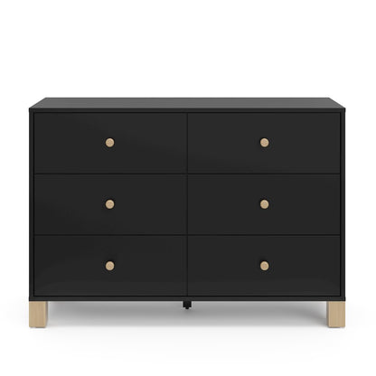 Storkcraft California 6-Drawer Double Dresser (Black with Driftwood)