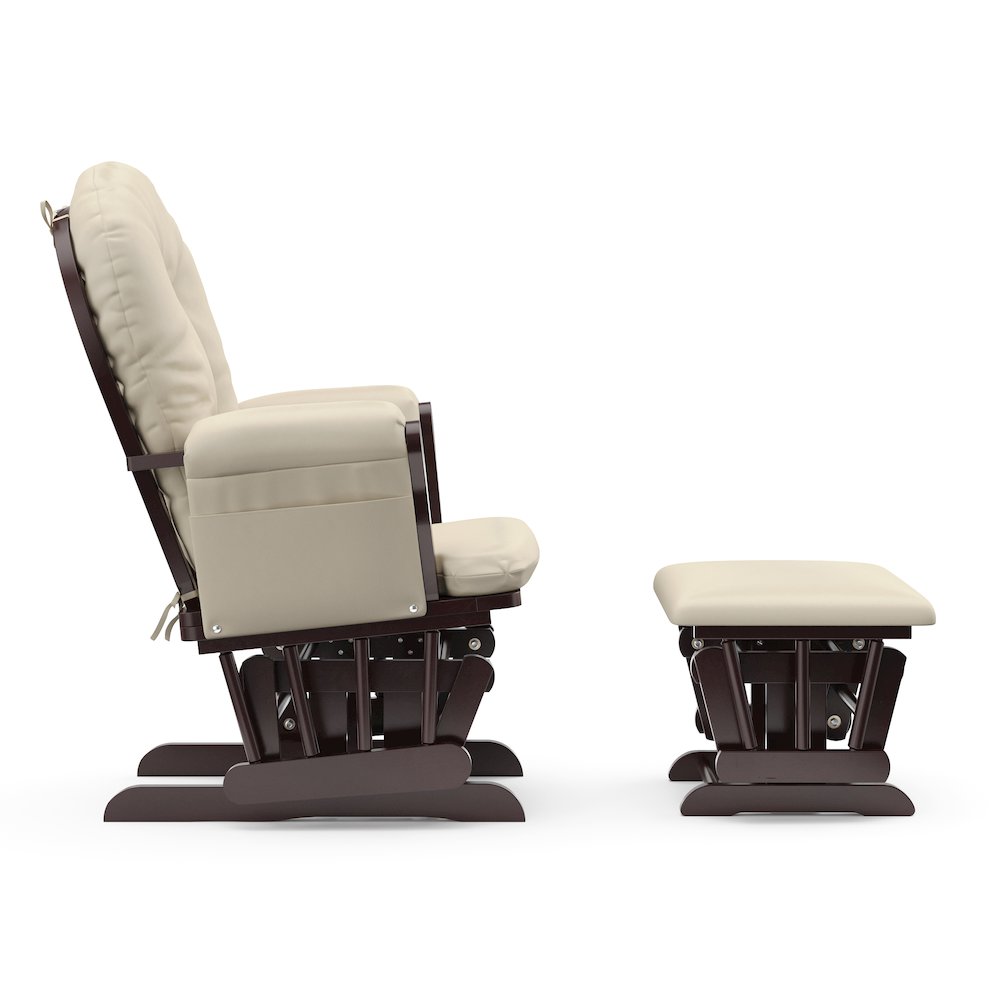 Storkcraft Hoop Glider and Ottoman - Espresso with Beige
