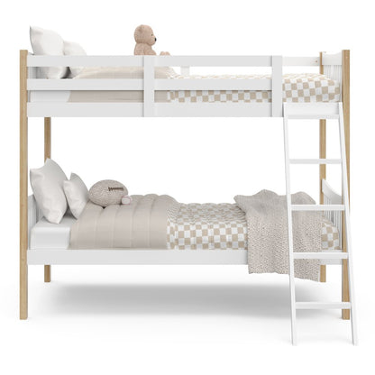 Storkcraft Caribou Twin-over-Twin Bunk Bed (White with Natural)